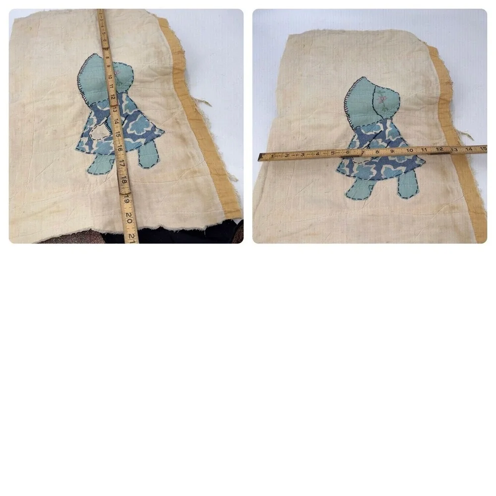 Five Vintage Sun Bonnet Sue Quilt Pieces from old damaged quilt-Project piece